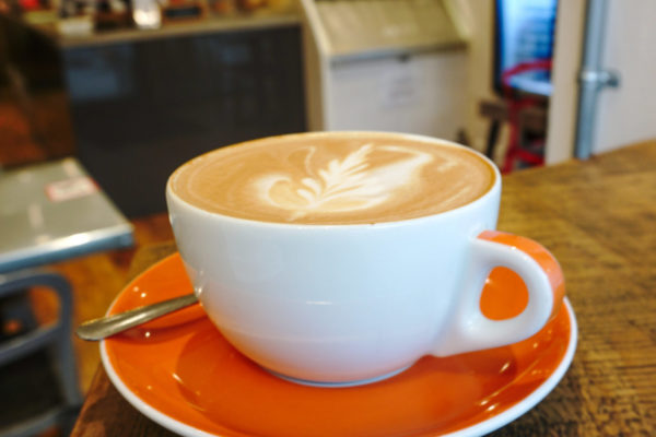 Latte freshly brewed at Cafe Oranje.