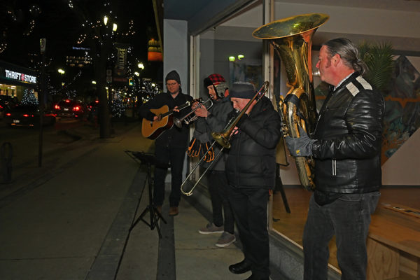 2019 Victorian Night. Band playing music on the sidewalk.