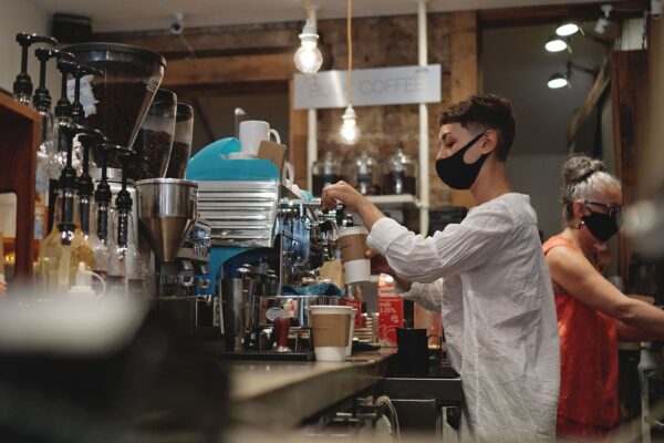 View of person making coffee in Cafe Oranje