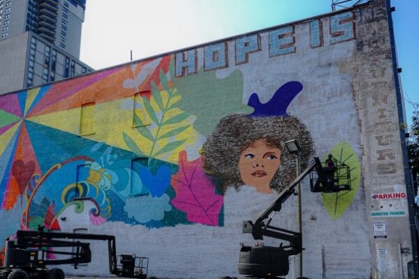 Image of mural added to King Street east for filming